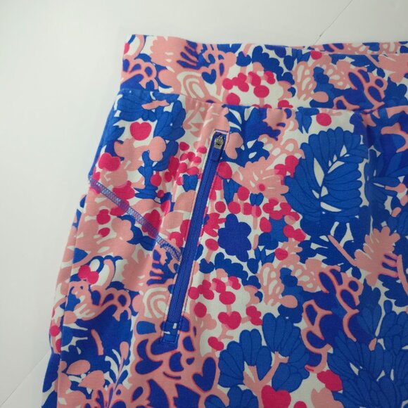 T BY TALBOTS MULTICOLOR FLORAL SKORT WOMEN`S SIZE LARGE ZIP POCKETS COTTON BLEND - Picture 4 of 16